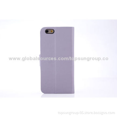 PU Leather Flip Case for iPhone 6, Good Quality Wire Drawing, with Card Slots and Stand Function